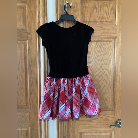 Girls Size 10 George Sparkly Dress with Red Bow and Plaid Skirt Short Sleeves - Picture 5 of 5